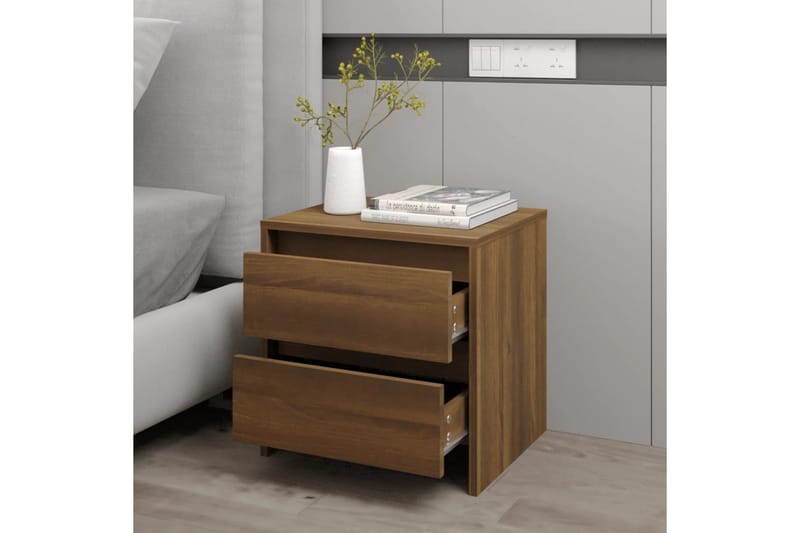 Sängbord brun ek 45x34,5x44,5 cm spånskiva - Brun - Möbler - Bord