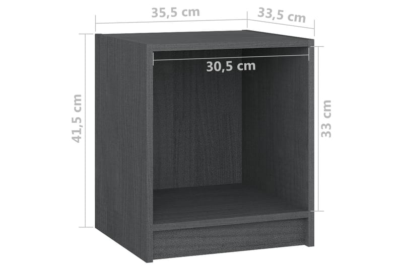 Sängbord grå 35,5x33,5x41,5 cm massiv furu - Grå - Sängbord - Bord
