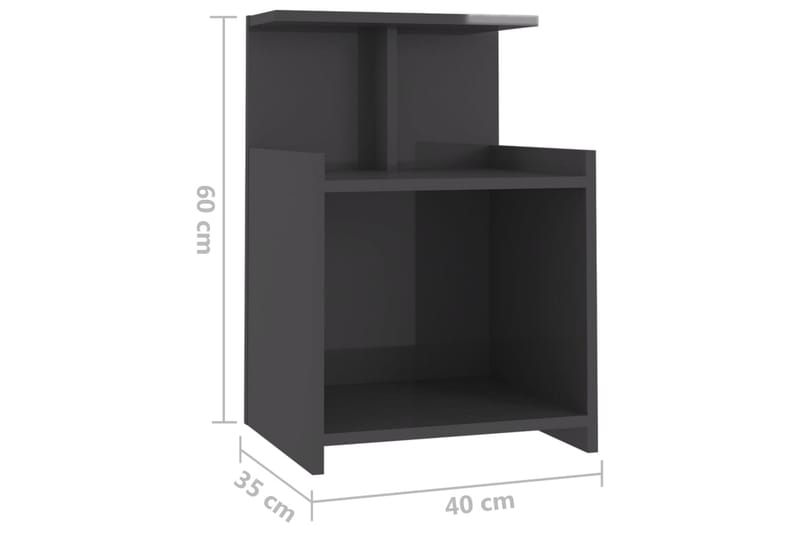 Sängbord grå högglans 40x35x60 cm spånskiva - Grå - Sängbord - Bord