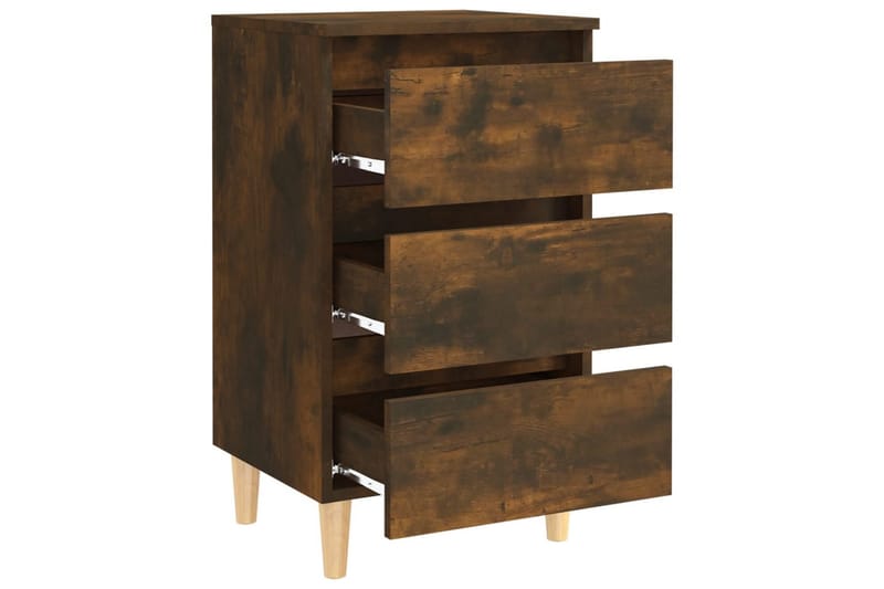 Sängbord med ben i massivt trä 2 st rökfärgad ek 40x35x69 cm - Brun - Möbler - Bord