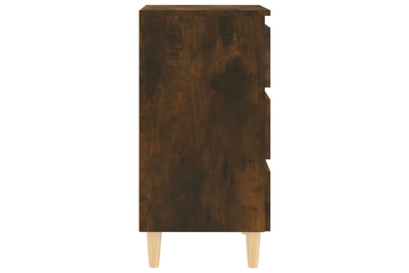 Sängbord med ben i massivt trä 2 st rökfärgad ek 40x35x69 cm - Brun - Sängbord - Bord