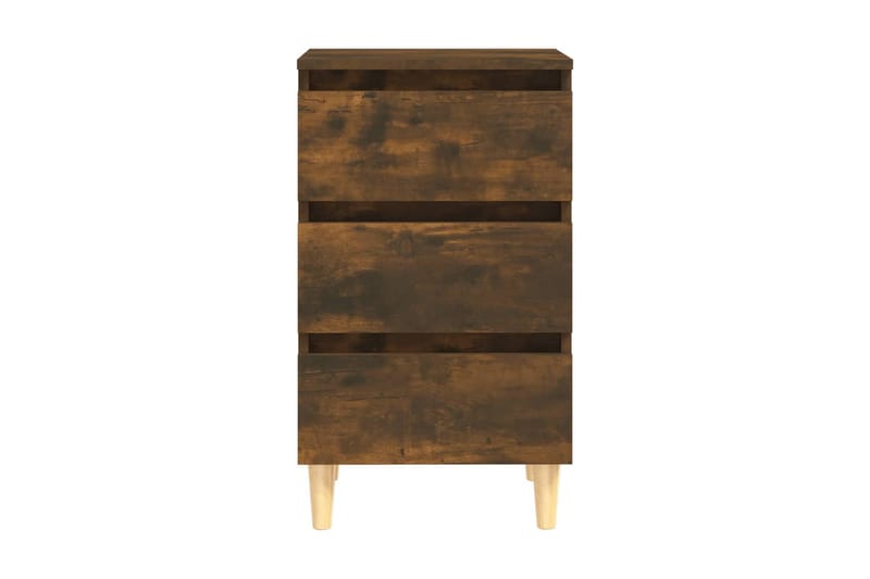 Sängbord med ben i massivt trä 2 st rökfärgad ek 40x35x69 cm - Brun - Möbler - Bord
