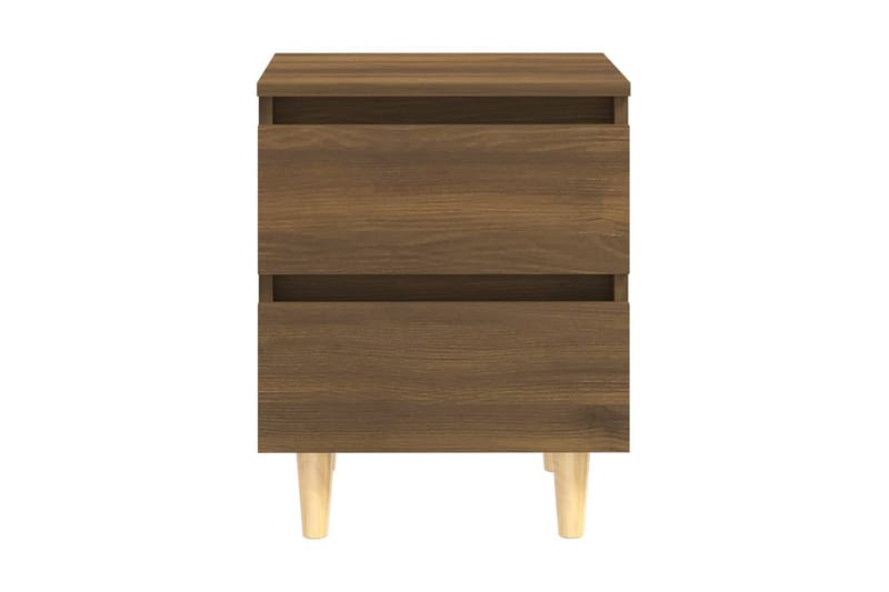 Sängbord med massiva träben brun ek 40x35x50 cm - Brun - Sängbord - Bord