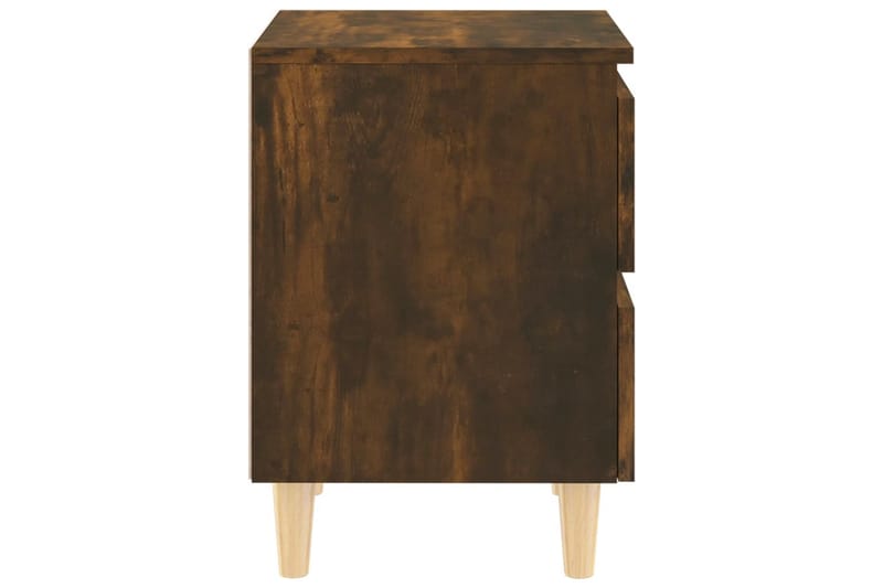 Sängbord med massiva träben rökfärgad ek 40x35x50 cm - Brun - Sängbord - Bord