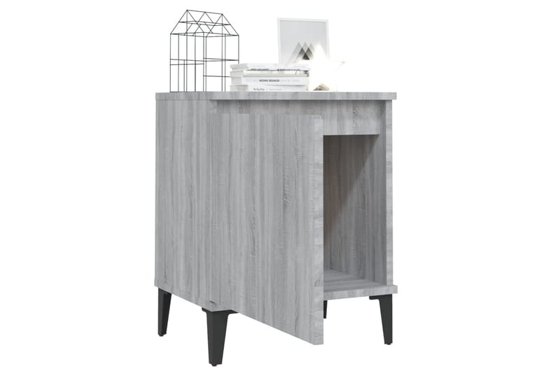 Sängbord med metallben 2 st grå sonoma 40x30x50 cm - Grå - Sängbord - Bord