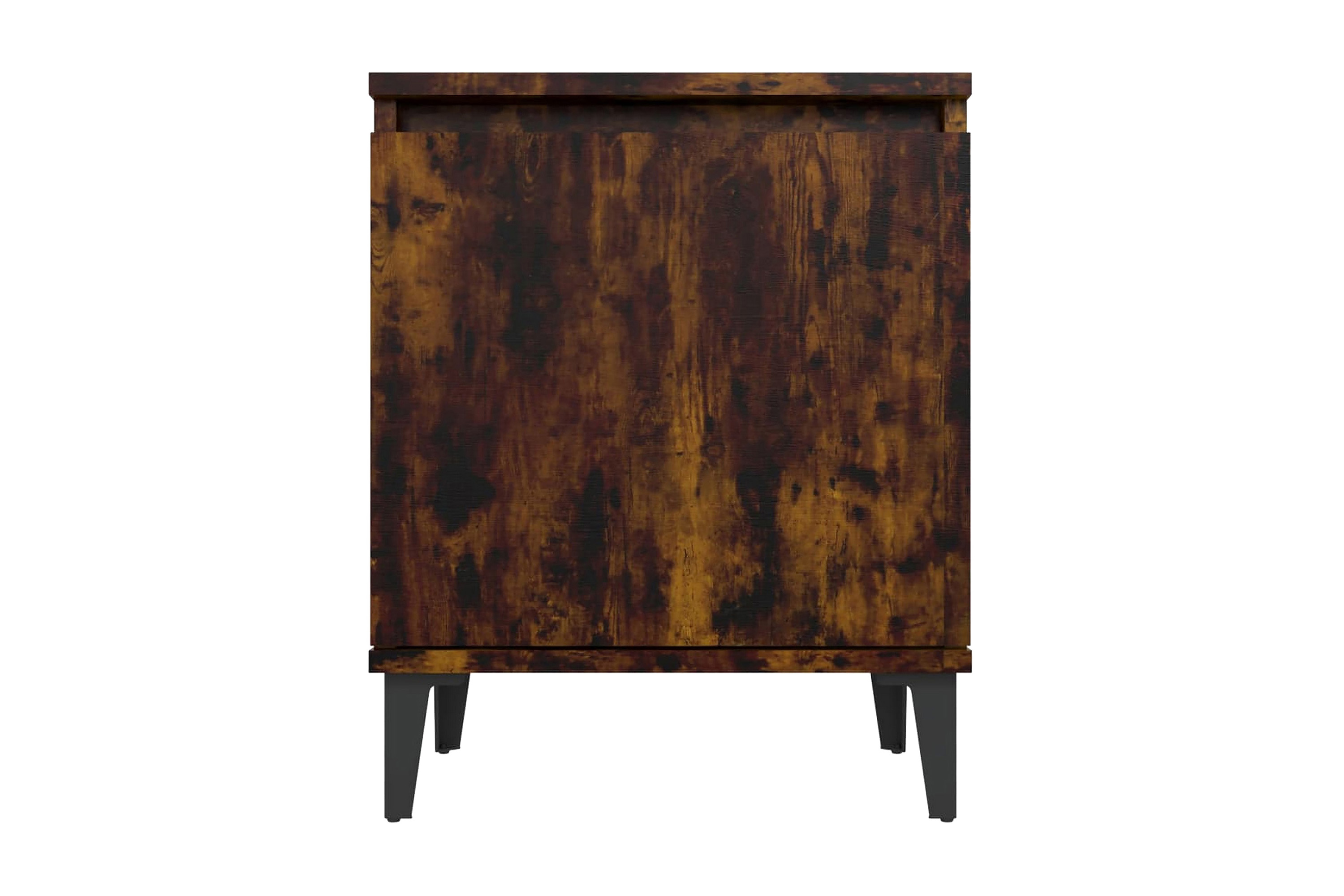 Sängbord med metallben 2 st rökfärgad ek 40x30x50 cm – Brun