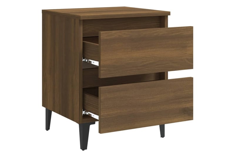 Sängbord med metallben brun ek 40x35x50 cm - Brun - Sängbord - Bord