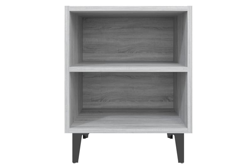 Sängbord med metallben grå sonoma 40x30x50 cm - Grå - Sängbord - Bord