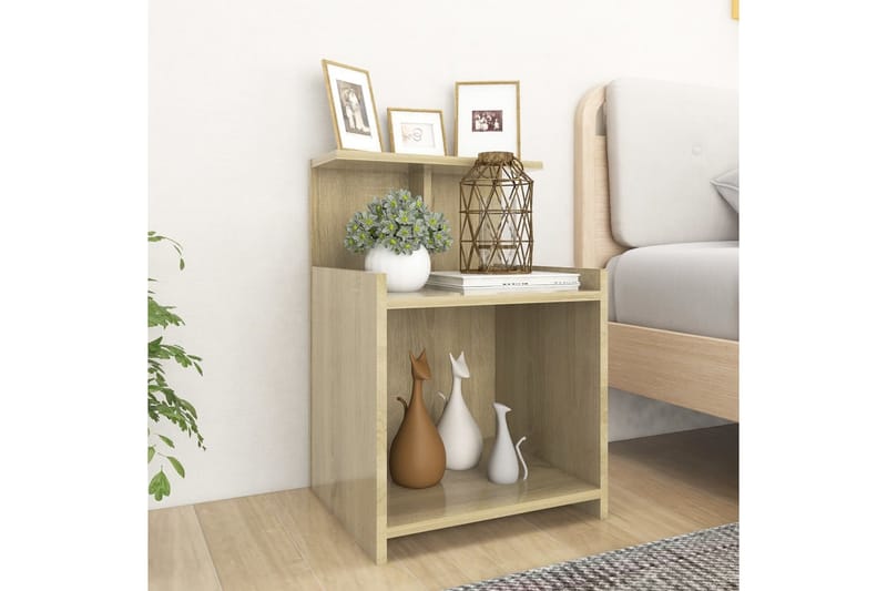 Sängbord sonoma-ek 40x35x60 cm spånskiva - Brun - Möbler - Bord