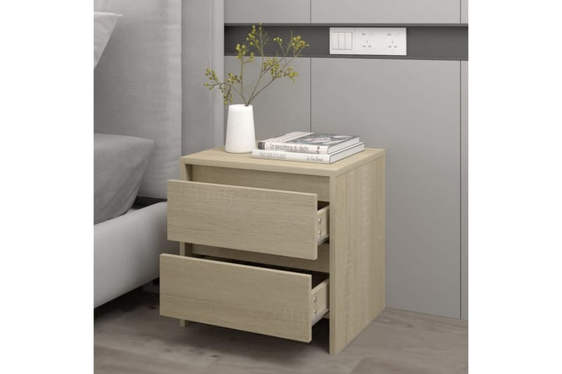 Sängbord sonoma ek 45x34,5x44,5 cm spånskiva - Brun - Sängbord - Bord