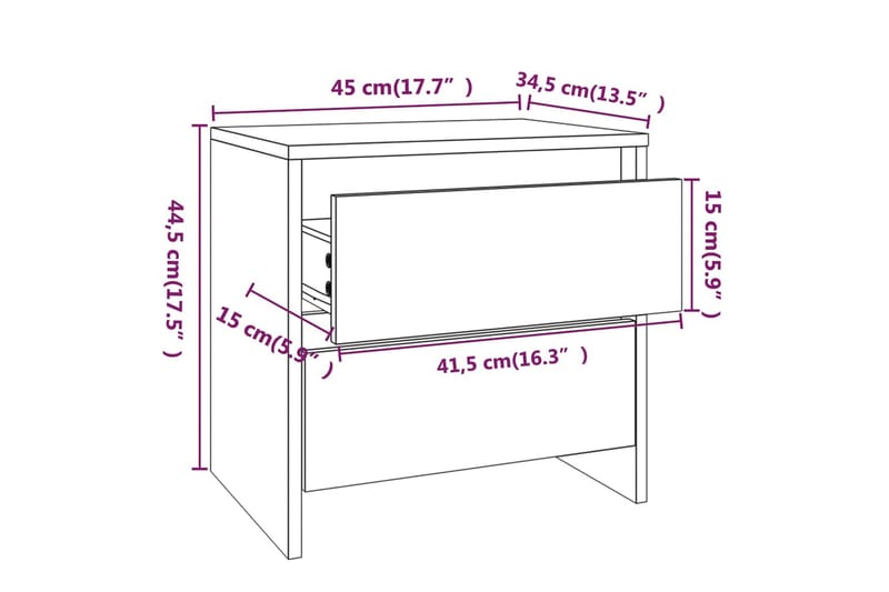 Sängbord sonoma ek 45x34,5x44,5 cm spånskiva - Brun - Sängbord - Bord