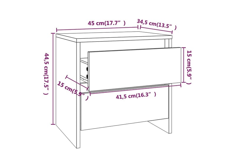 Sängbord sonoma ek 45x34,5x44,5 cm spånskiva - Brun - Möbler - Bord