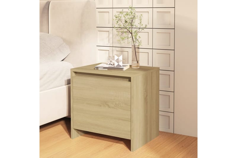 Sängbord sonoma-ek 45x34x44,5 cm spånskiva - Beige - Möbler - Bord