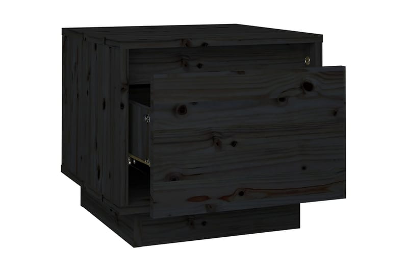 Sängbord svart 35x34x32 cm massiv furu - Svart - Sängbord - Bord