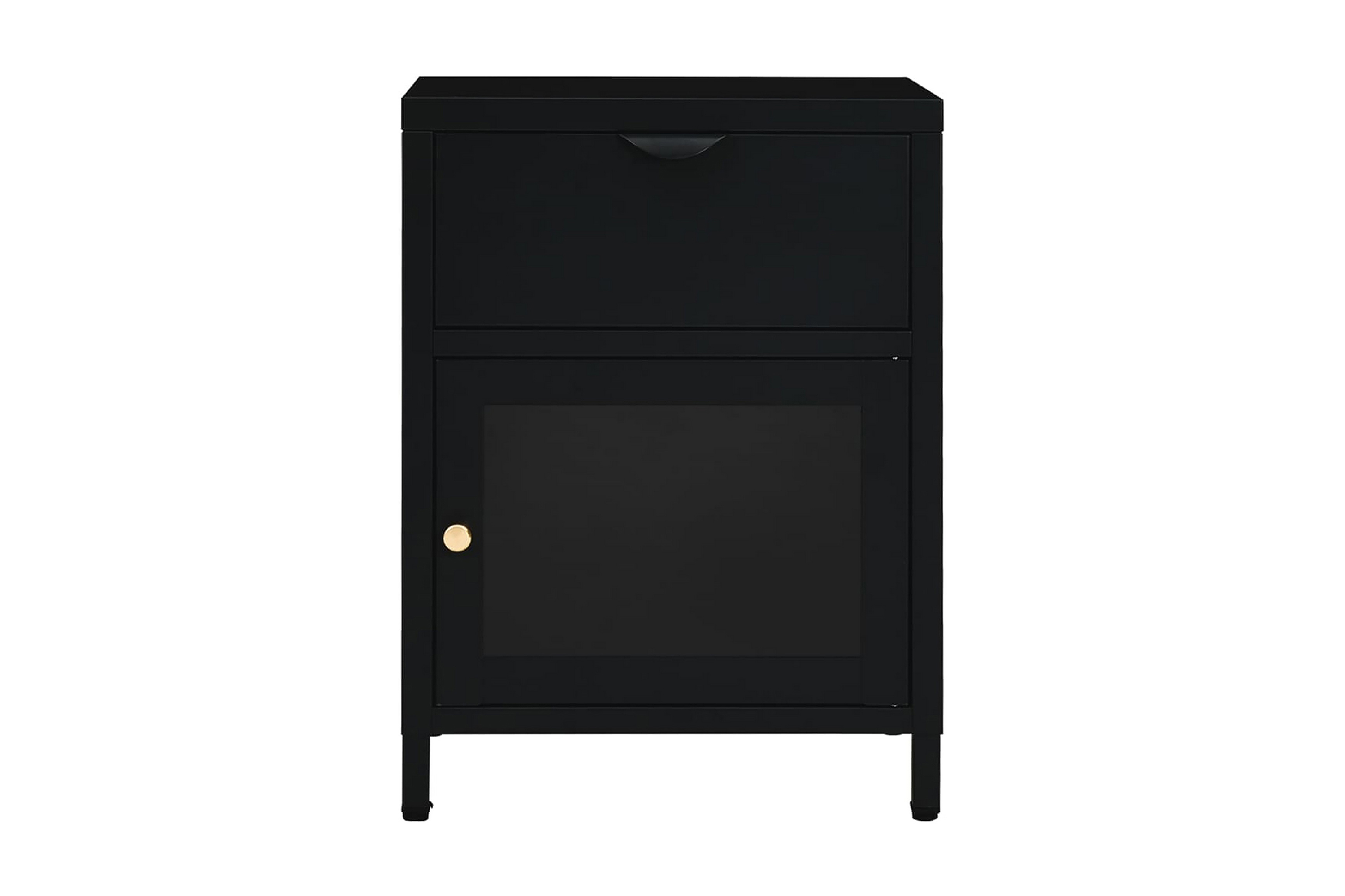 Sängbord svart 40x30x54,5 cm stål och glas – Svart