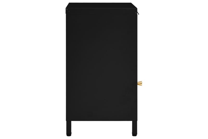 Sängbord svart 40x30x54,5 cm stål och glas - Svart - Sängbord - Bord