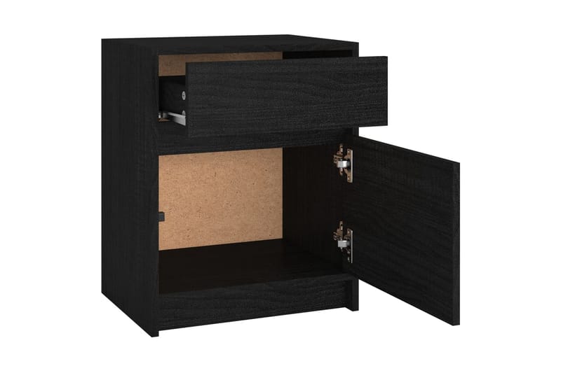 Sängbord svart 40x31x50 cm massiv furu - Svart - Sängbord - Bord