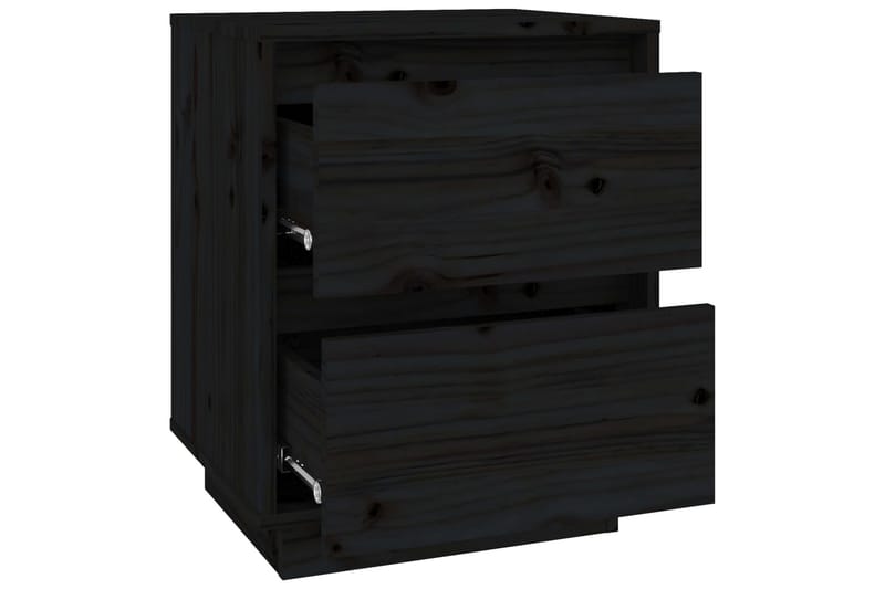 Sängbord svart 40x35x50 cm massiv furu - Svart - Sängbord - Bord