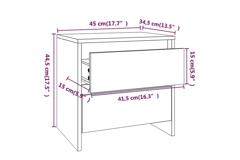 Sängbord svart 45x34,5x44,5 cm spånskiva - Svart - Möbler - Bord
