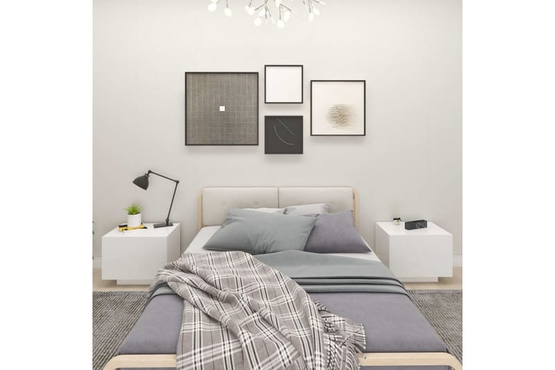 Sängbord vit 100x35x40 cm spånskiva - Vit - Möbler - Bord