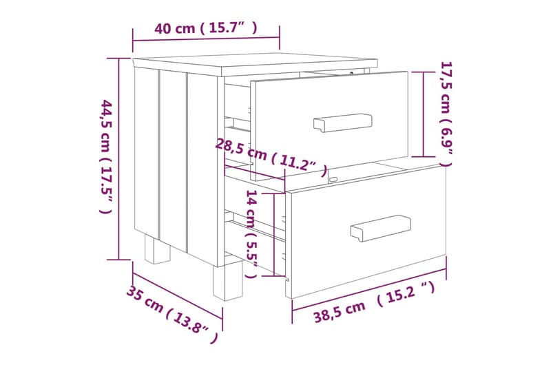 Sängbord vit 40x35x44,5 cm massiv furu - Vit - Möbler - Bord