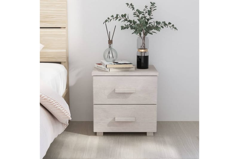 Sängbord vit 40x35x44,5 cm massiv furu - Vit - Möbler - Bord