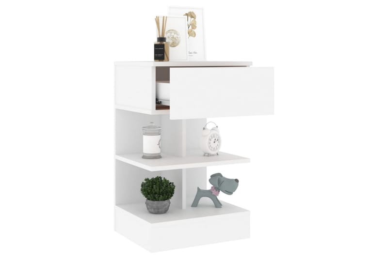 Sängbord vit 40x35x65 cm spånskiva - Vit - Möbler - Bord