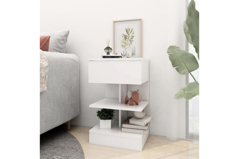Sängbord vit 40x35x65 cm spånskiva - Vit - Möbler - Bord