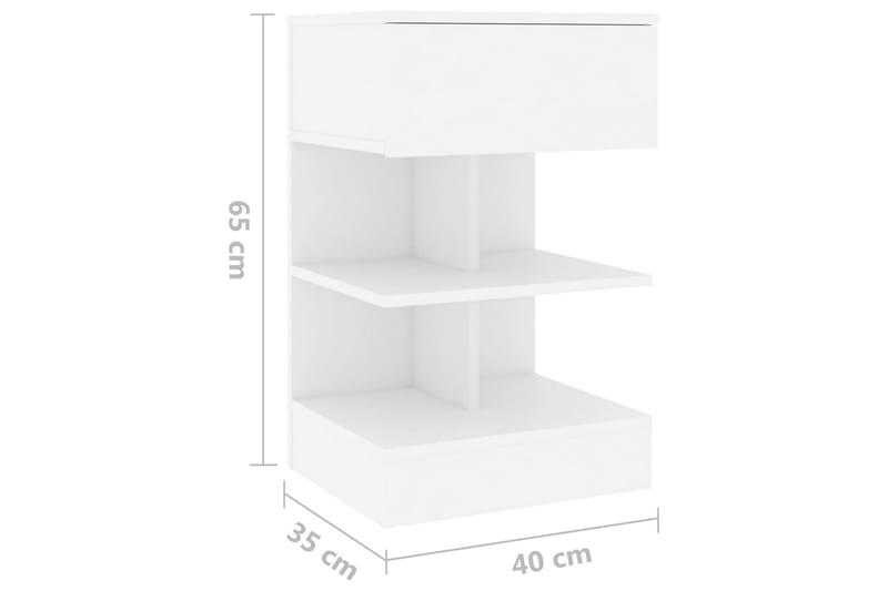 Sängbord vit 40x35x65 cm spånskiva - Vit - Möbler - Bord