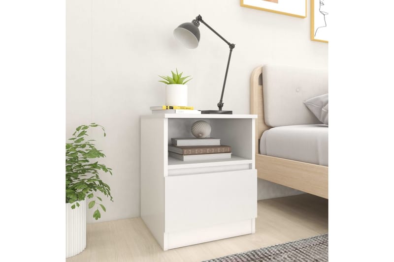 Sängbord vit 40x40x50 cm spånskiva - Vit - Möbler - Bord