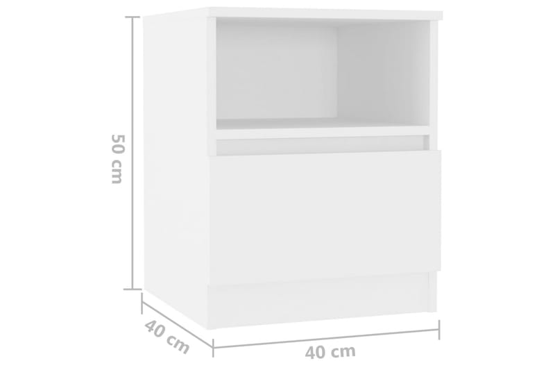 Sängbord vit 40x40x50 cm spånskiva - Vit - Sängbord - Bord