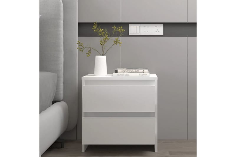 Sängbord vit 45x34,5x44,5 cm spånskiva - Vit - Möbler - Bord