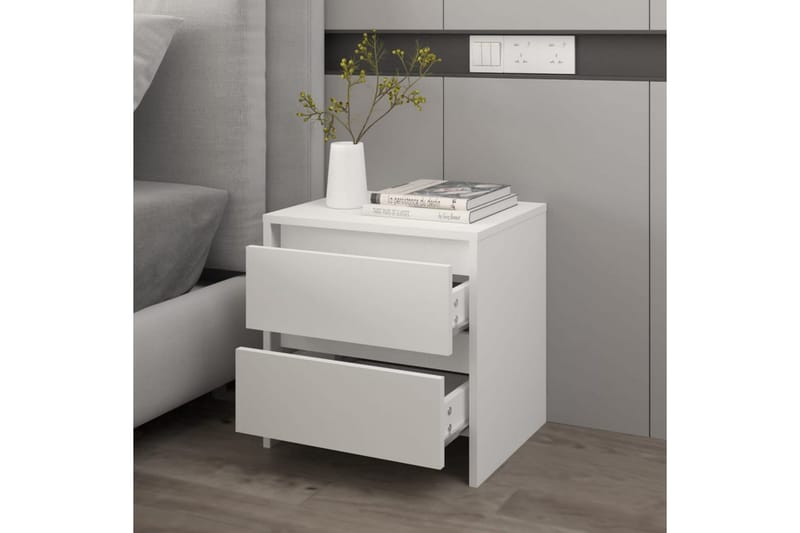 Sängbord vit 45x34,5x44,5 cm spånskiva - Vit - Möbler - Bord