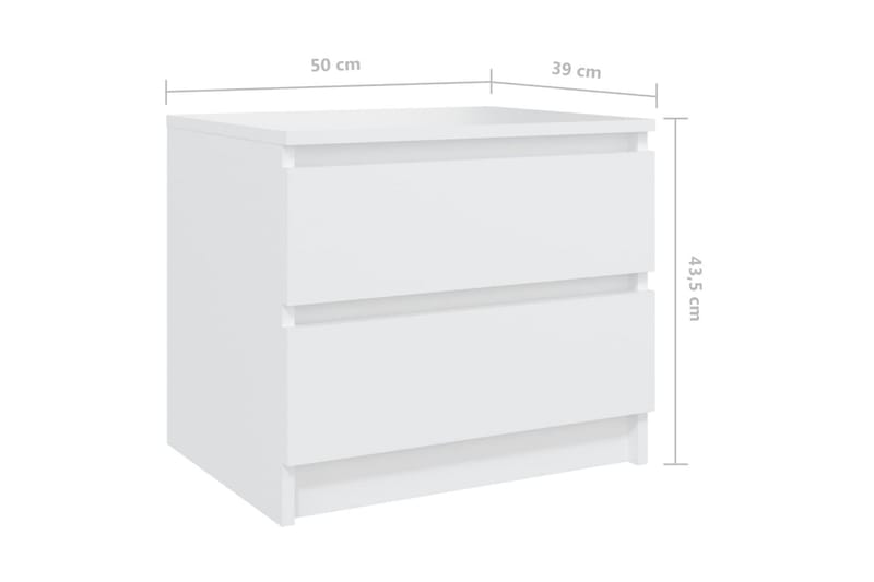 Sängbord vit 50x39x43,5 cm spånskiva - Vit - Sängbord - Bord