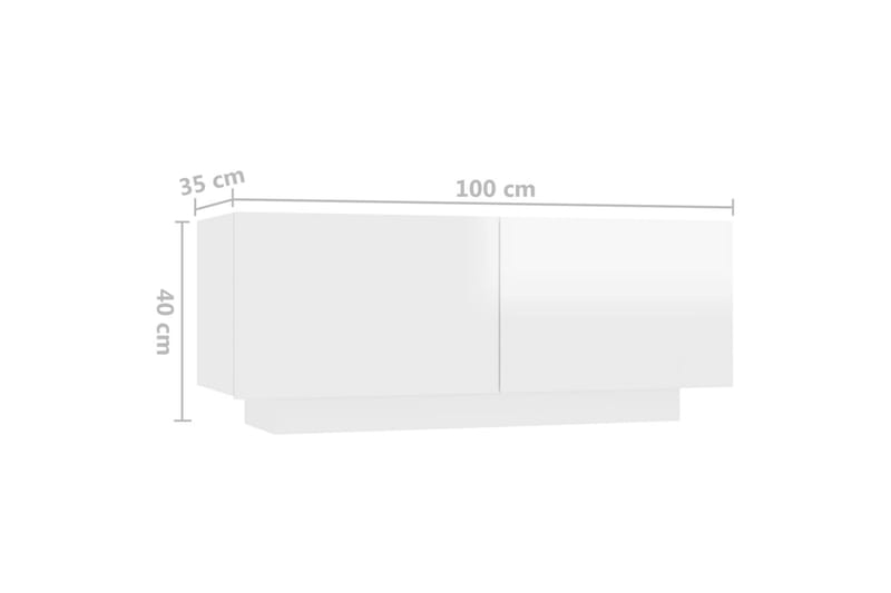Sängbord vit högglans 100x35x40 cm spånskiva - Vit - Sängbord - Bord