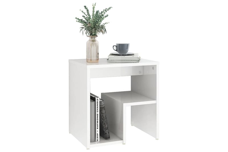 Sängbord vit högglans 40x30x40 cm spånskiva - Vit - Möbler - Bord