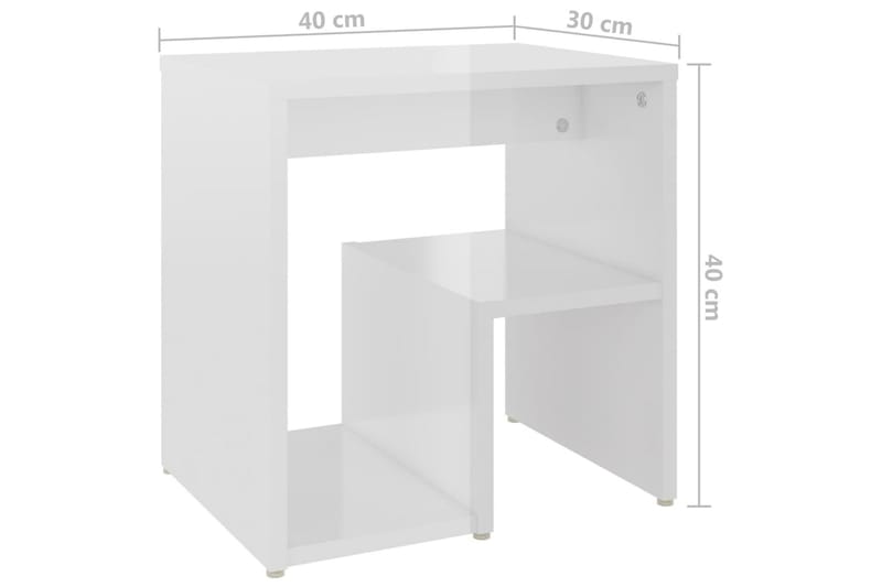 Sängbord vit högglans 40x30x40 cm spånskiva - Vit - Möbler - Bord