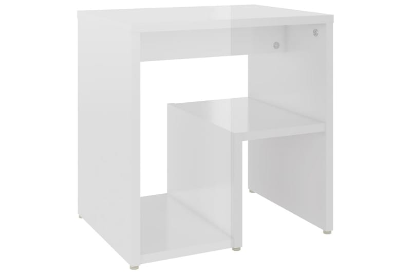 Sängbord vit högglans 40x30x40 cm spånskiva - Vit - Möbler - Bord