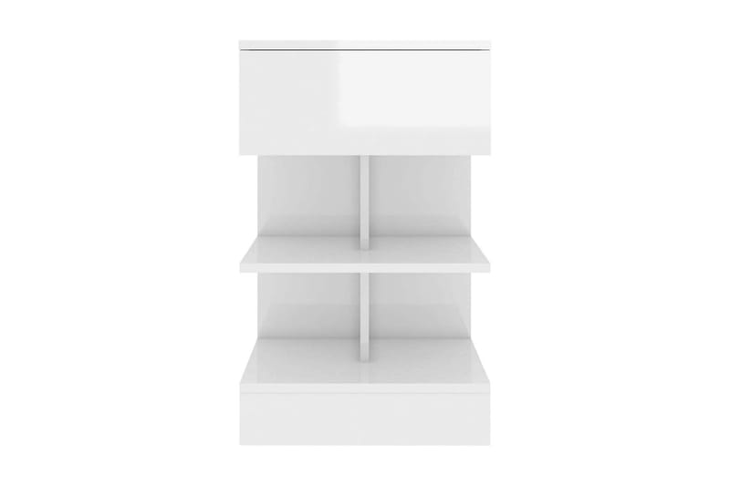 Sängbord vit högglans 40x35x65 cm spånskiva - Vit - Möbler - Bord