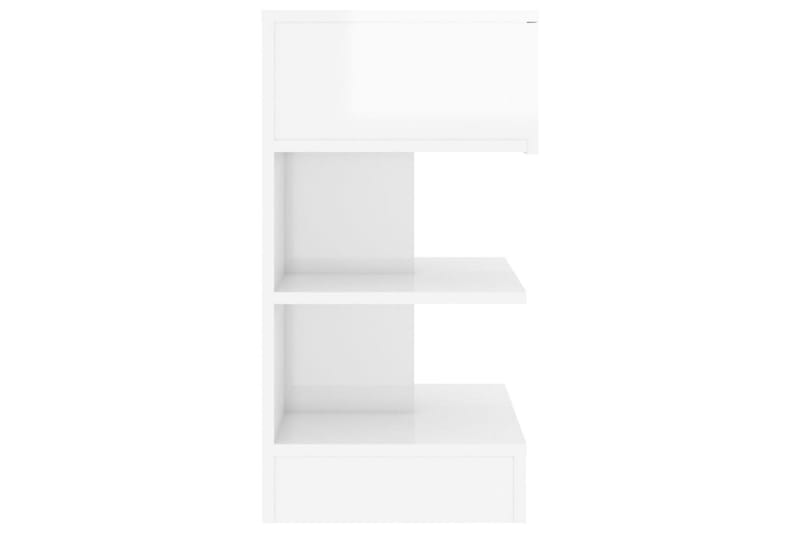 Sängbord vit högglans 40x35x65 cm spånskiva - Vit - Möbler - Bord