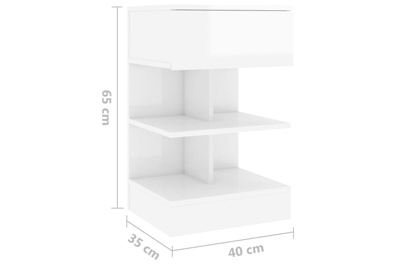 Sängbord vit högglans 40x35x65 cm spånskiva - Vit - Sängbord - Bord