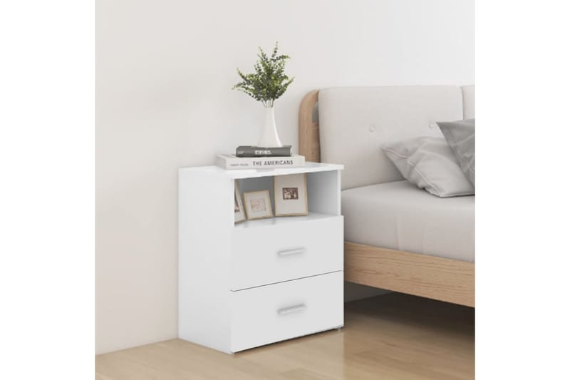 Sängbord vit högglans 50x32x60 cm - Vit - Sängbord - Bord