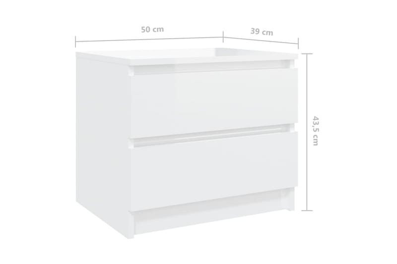Sängbord vit högglans 50x39x43,5 cm spånskiva - Vit - Sängbord - Bord