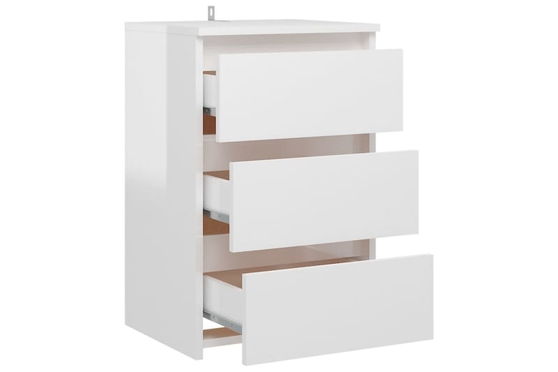 Sängbord vit höglans 40x35x62,5 cm spånskiva - Vit - Sängbord - Bord