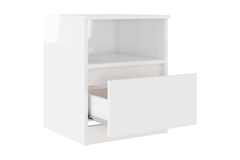 Sängbord vit höglans 40x40x50 cm spånskiva - Vit - Möbler - Bord