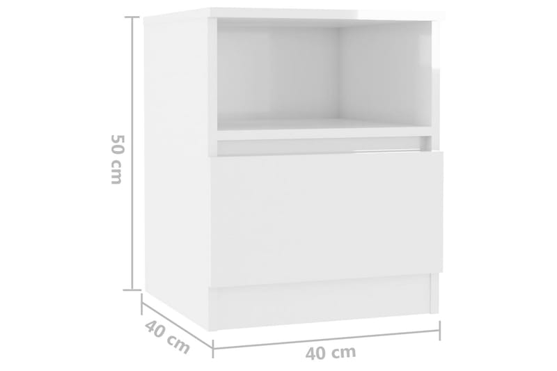 Sängbord vit höglans 40x40x50 cm spånskiva - Vit - Möbler - Bord