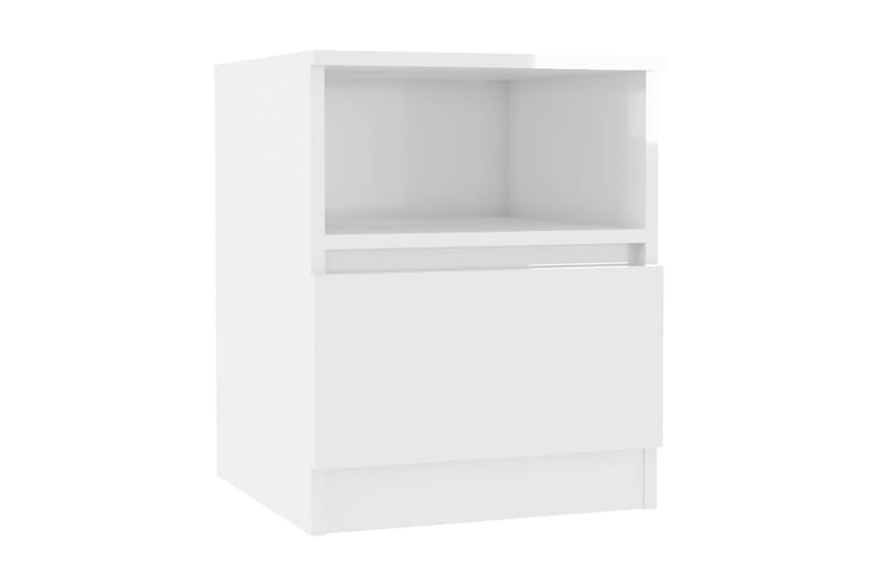Sängbord vit höglans 40x40x50 cm spånskiva - Vit - Möbler - Bord