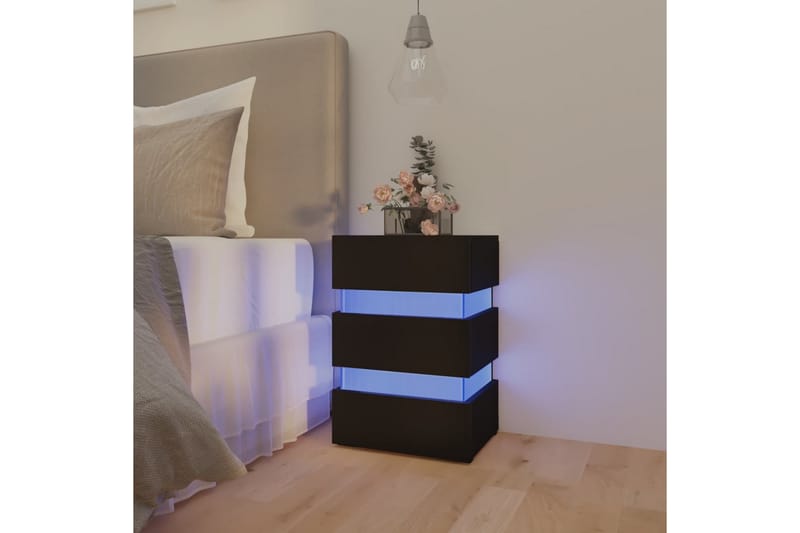 Sängskåp LED svart 45x35x67 cm spånskiva - Svart - Möbler - Bord