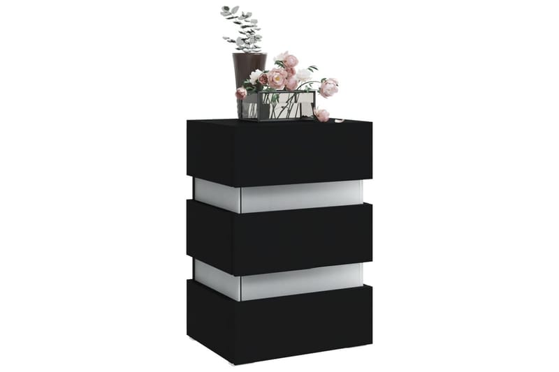 Sängskåp LED svart 45x35x67 cm spånskiva - Svart - Möbler - Bord