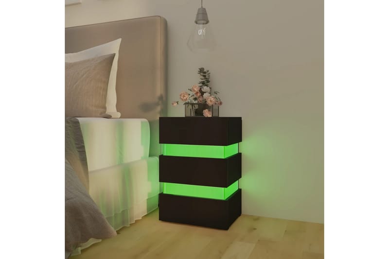 Sängskåp LED svart 45x35x67 cm spånskiva - Svart - Möbler - Bord